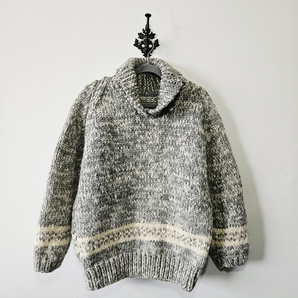 Handmade Other - Vintage Handmade Cowichan Sweater Size L 100% Wool Pullover Coastal Fair Isle